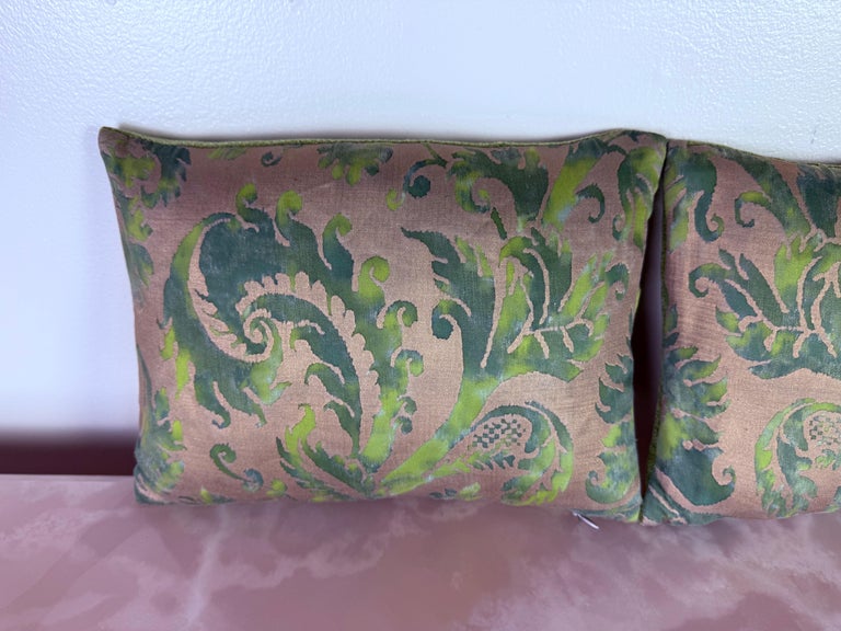 Pair of Fortuny Textile Pillows with Velvet Backs