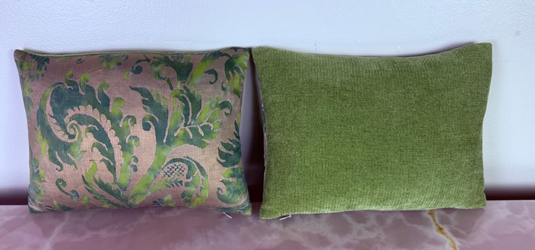 Pair of Fortuny Textile Pillows with Velvet Backs
