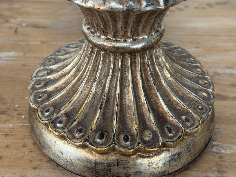 Pair of Italian Baroque Barley Twist Table Lamps - Silvered and Giltwood