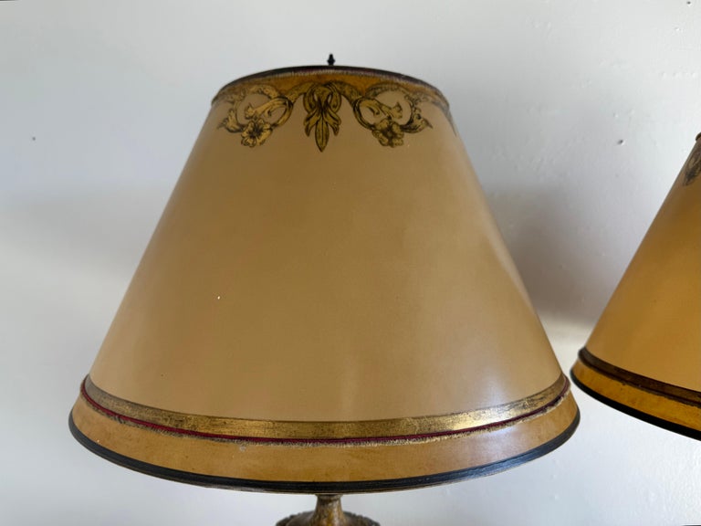 Pair of Hand Painted Lamps w/ Parchment Shades