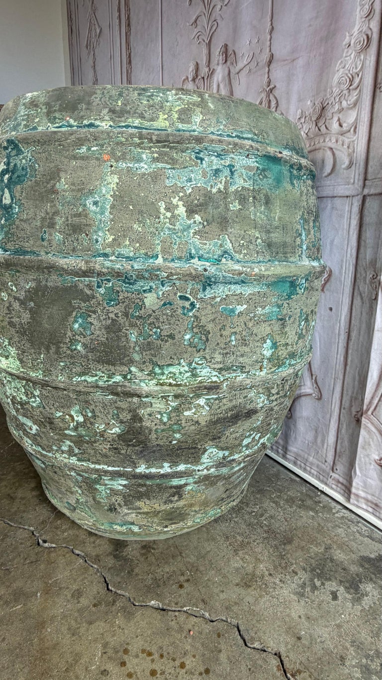 Mediterranean barreal Jars - Verdigris Patinated Terracotta Olive Vassels