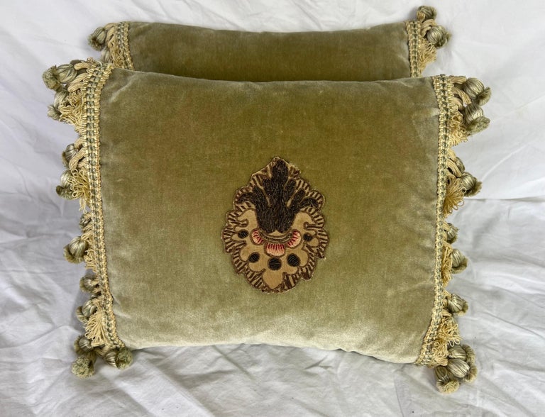 Pair of Appliqued Velvet Pillows by MLA