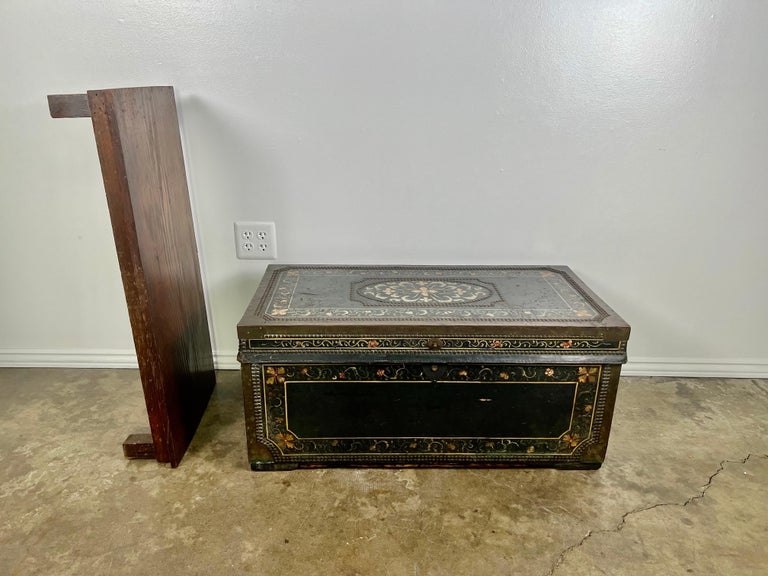 19th Century Hand Painted Leather Trunk