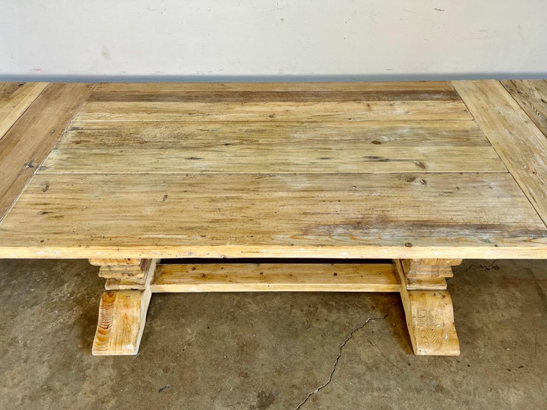 Early 20th C. Tuscan Style Pine Dining Table w/ Leaves