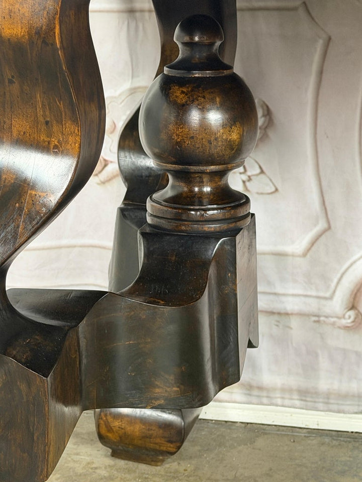 Spanish Revival Hand-Carved Walnut Console Table, Circa 1920-1940