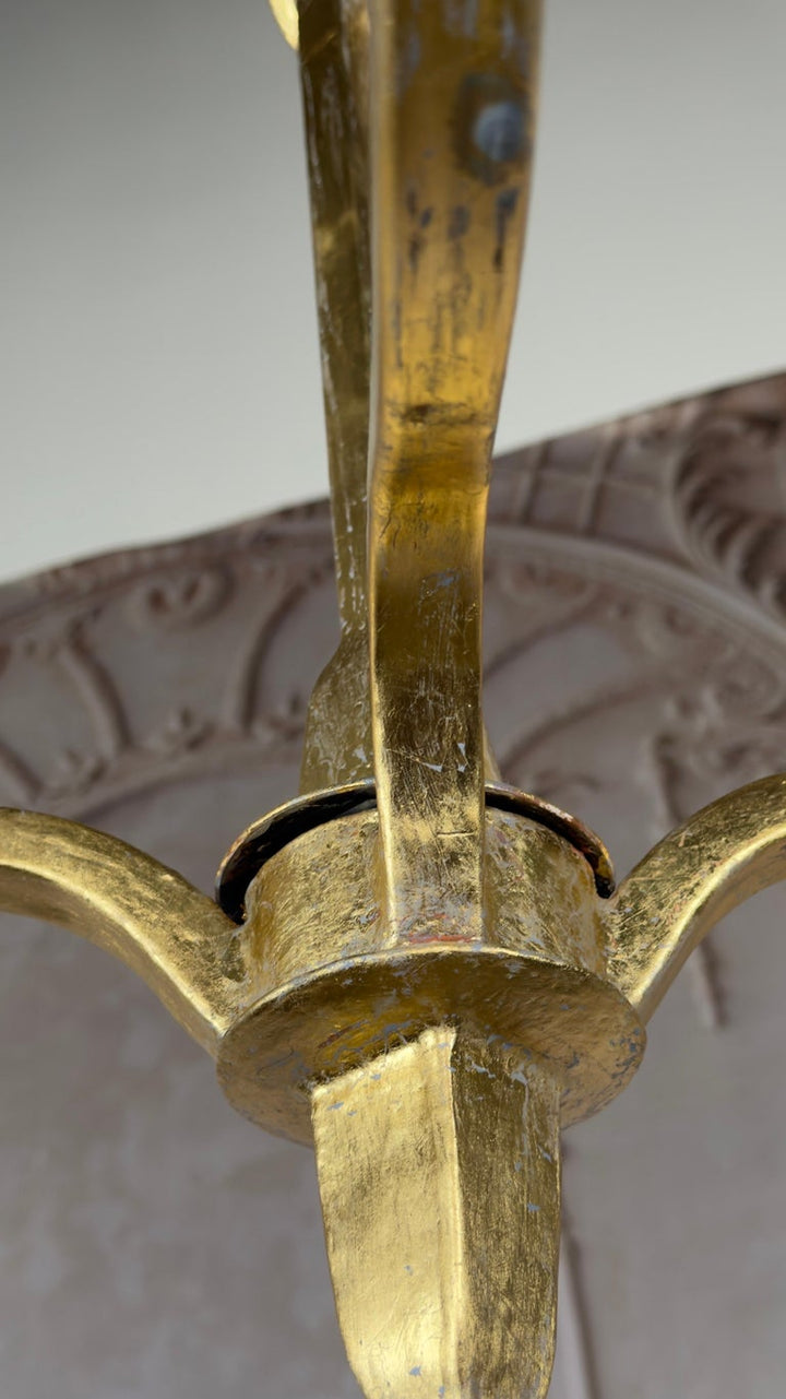 Gilt Gold Metal Leaf Chandelier by Miamar Home