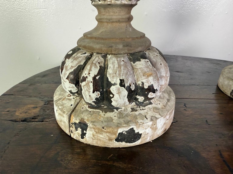 Pair of 19th Century Italian Lanterns with Carved and Painted Bases