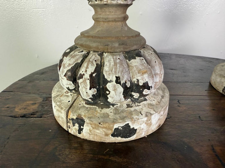 Pair of 19th Century Italian Lanterns with Carved and Painted Bases