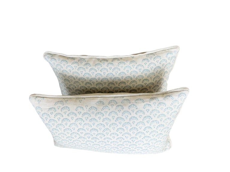 Pair of Custom Printed Linen Pillows with Down Inserts