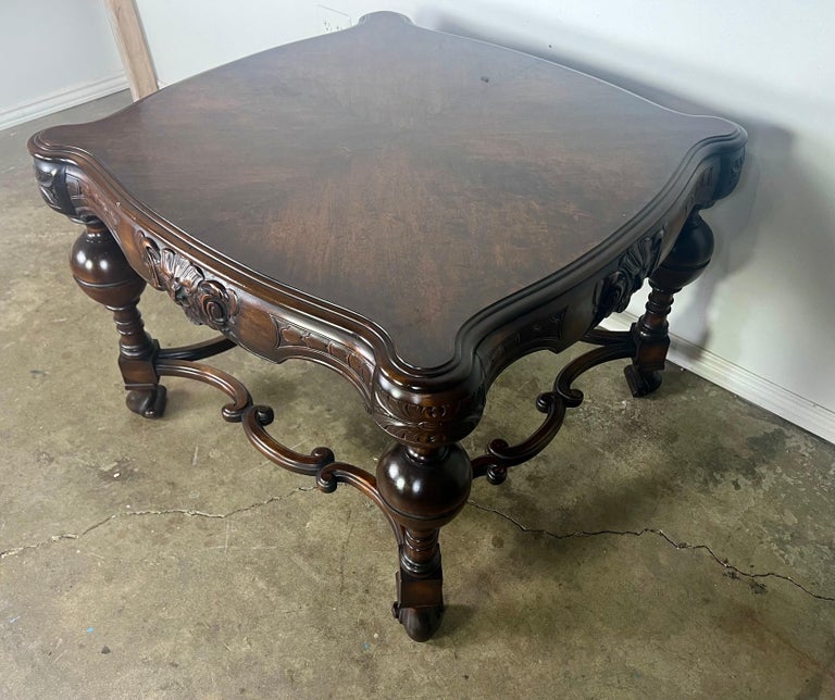 19th-century English Burl Walnut Coffee Table