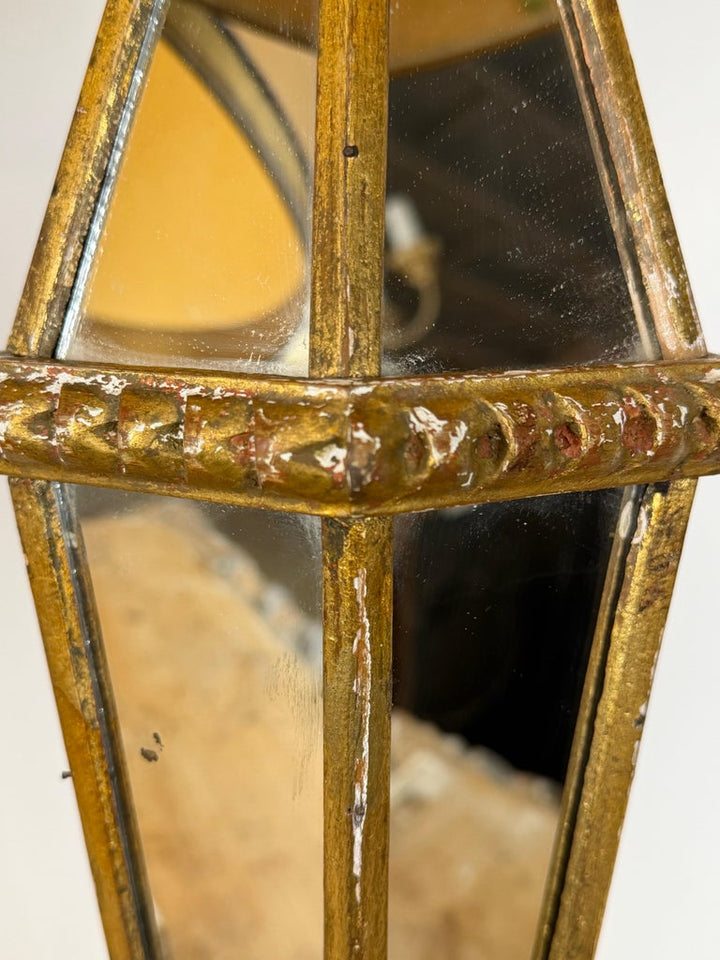 Vintage Italian Mirrored Obelisk Table Lamps, Giltwood, 1940s-50s