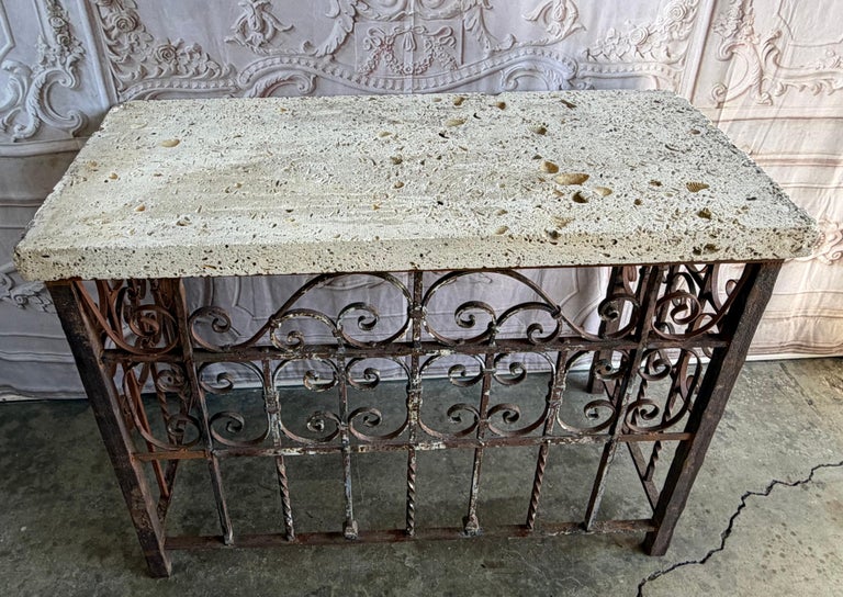 Spanish Revival Console Table - Fossilized Stone Top