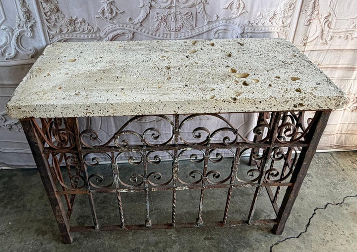 Spanish Revival Console Table - Fossilized Stone Top