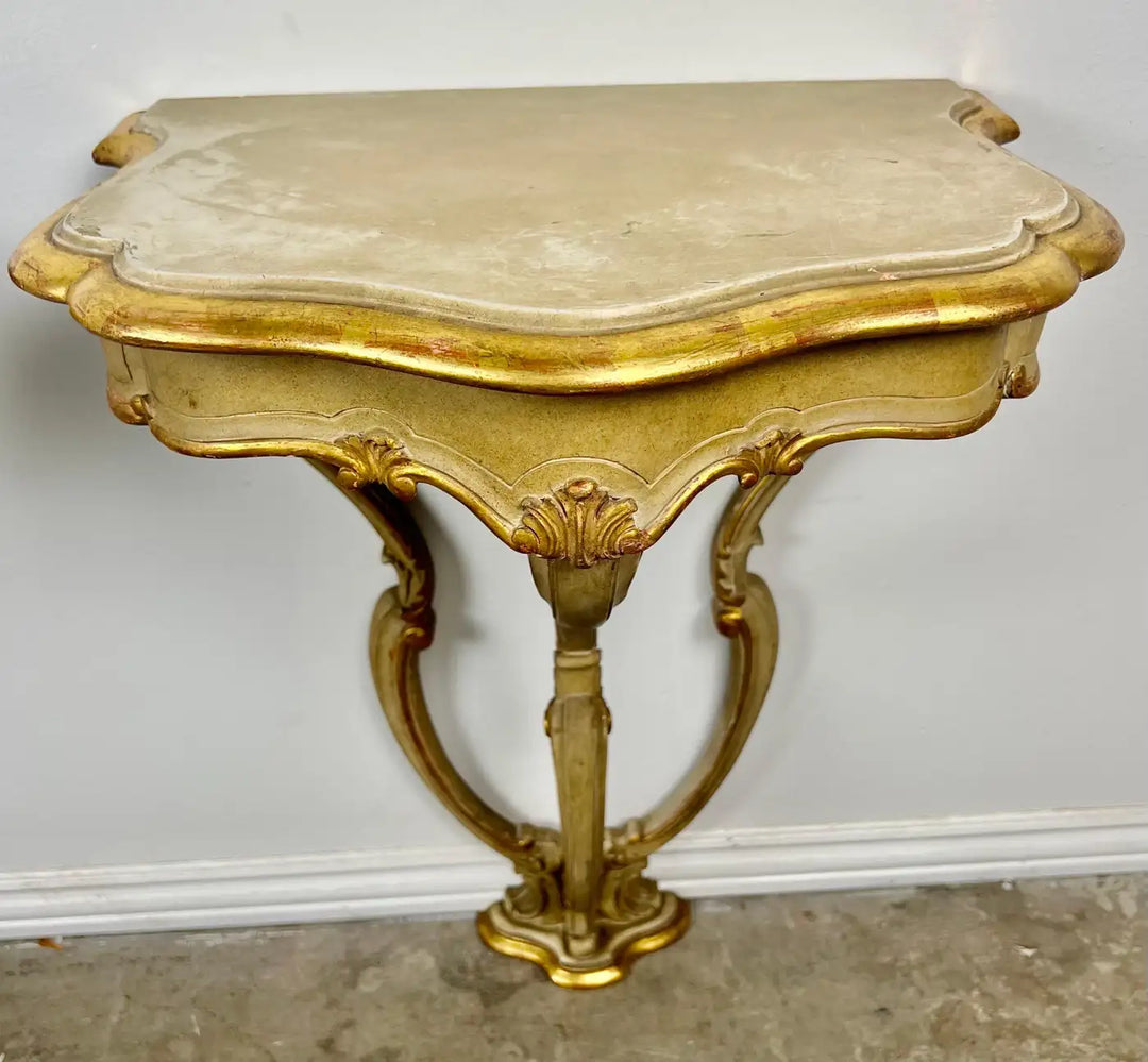 Pair of Italian Painted & Parcel Gilt Consoles w/ Drawers