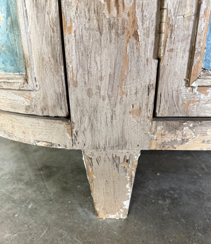 Italian Painted Carved Wood Credenza w/ Wreathes