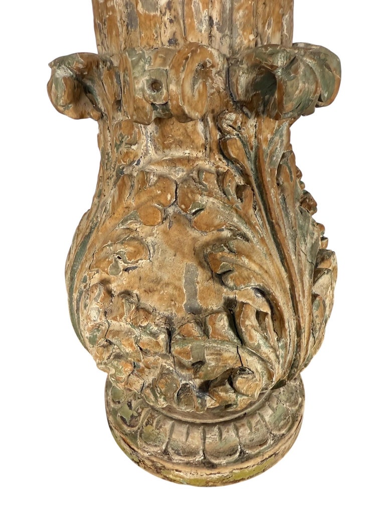 Pair of Italian Carved Wood Baroque Style Table Lamps