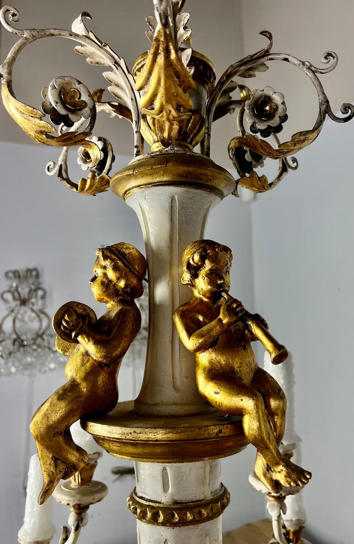 Italian Twelve-Light Rococo Style Cherub Chandelier