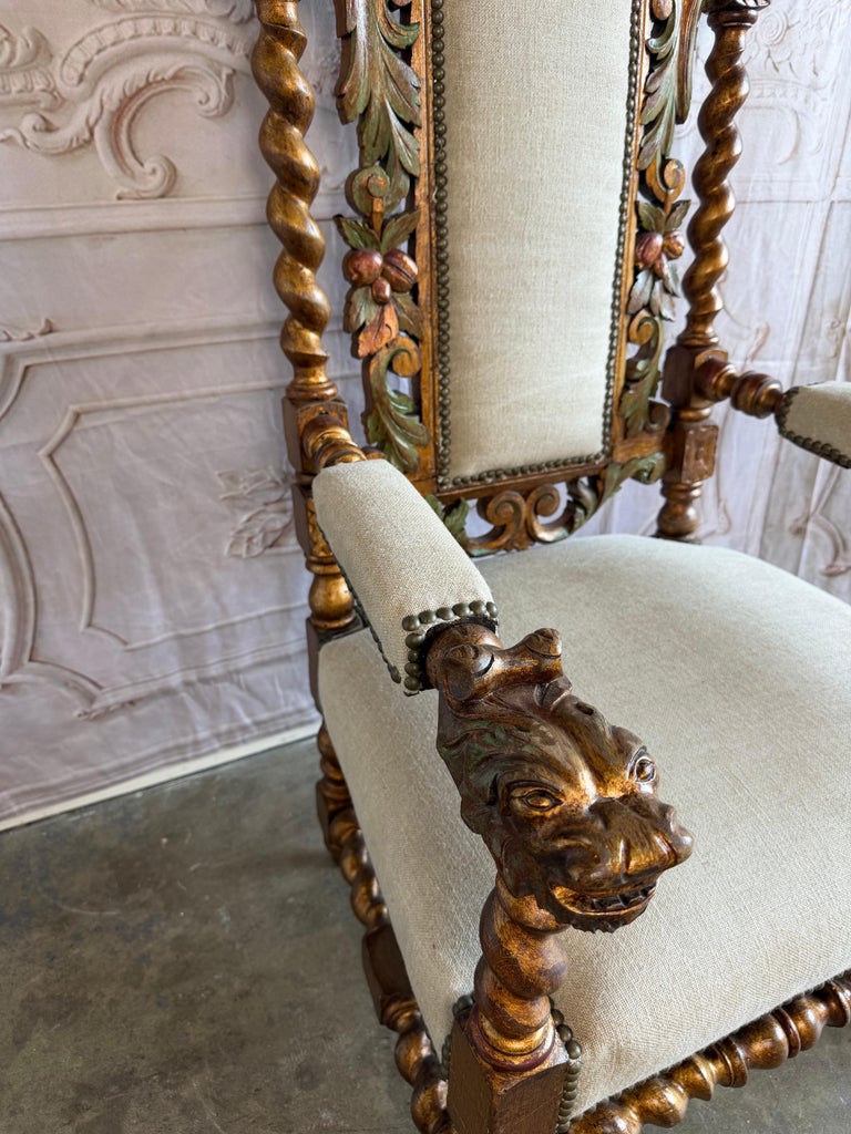 Set of 10 chairs Italian Renaissance Revival Polychrome Giltwood Dining Chairs