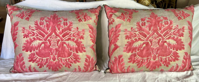 Pair of Pink & Gold Fortuny Textile Pillows