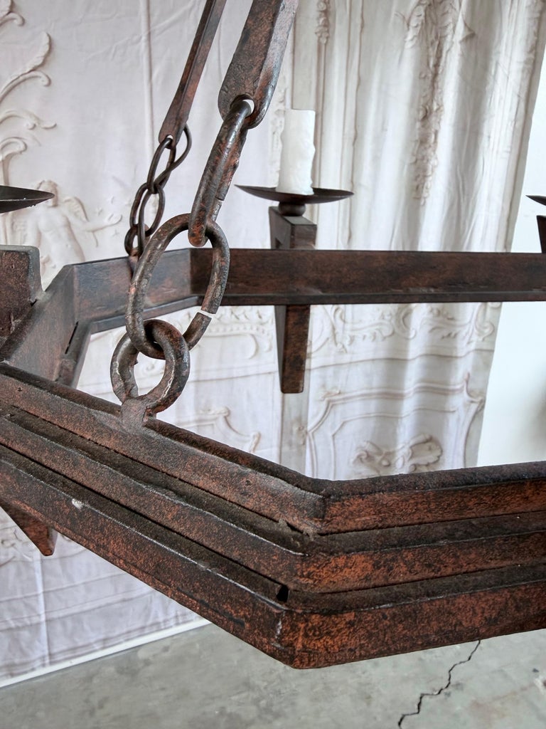 20th Century Spanish Style Wrought Iron Chandelier 6-Light