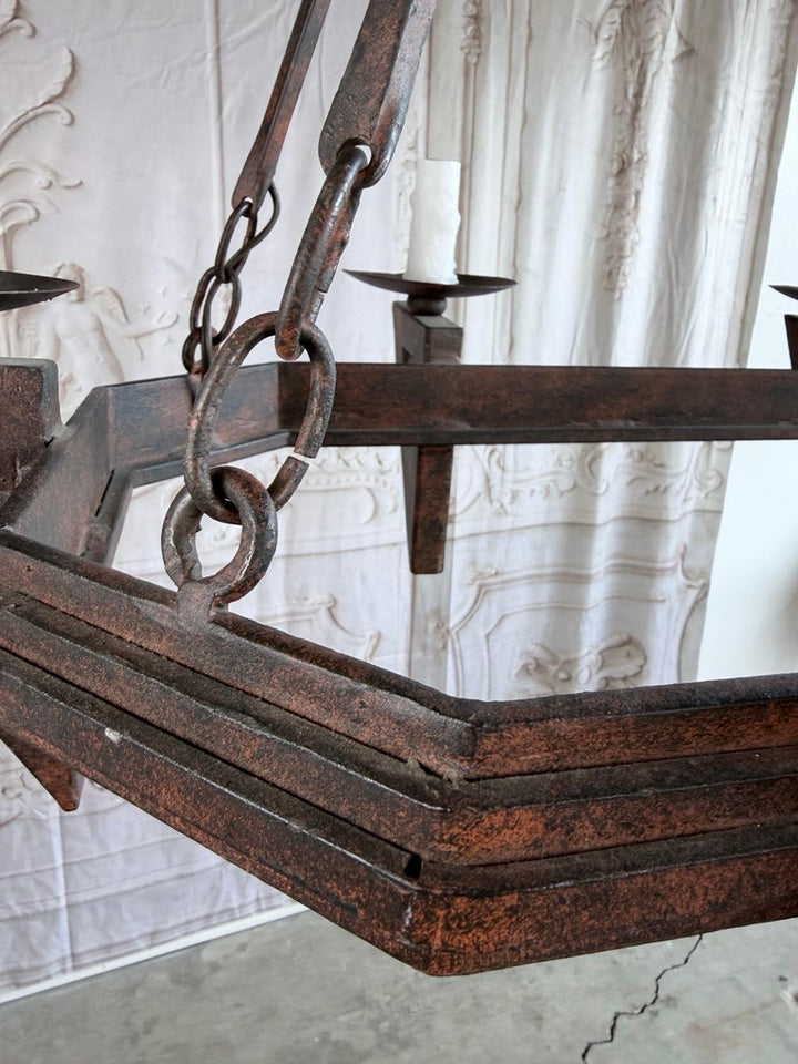 20th Century Spanish Style Wrought Iron Chandelier 6-Light