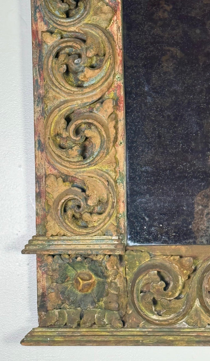 Antique Carved Giltwood Arch-Top Mirror, Continental Europe, 18th–century