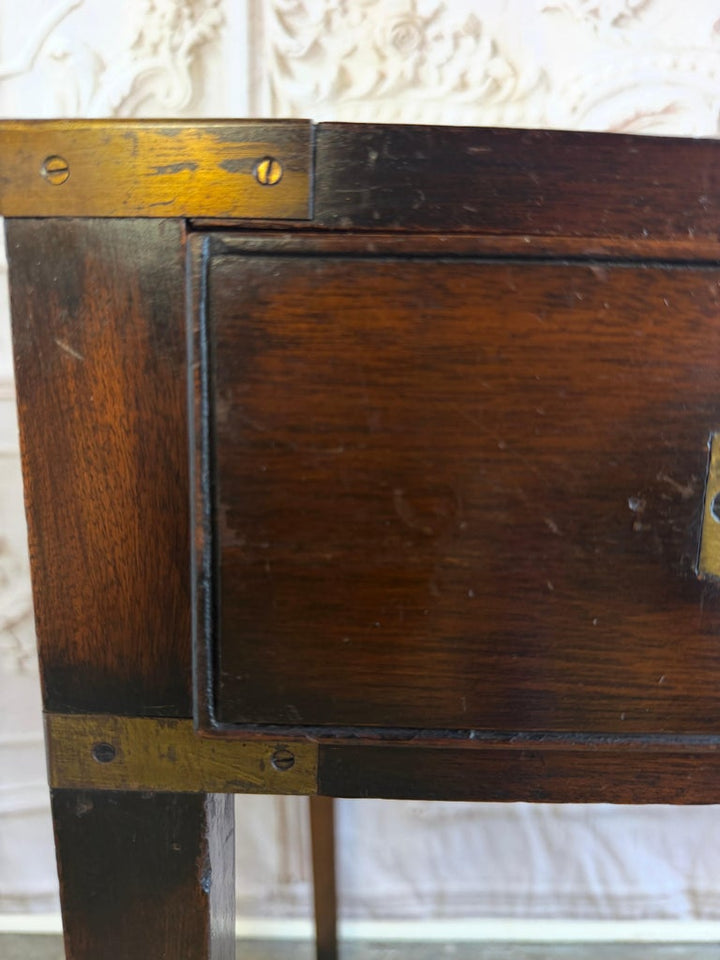 Antique English Campaign Console Desk - 3 Drawer Military Writing Table