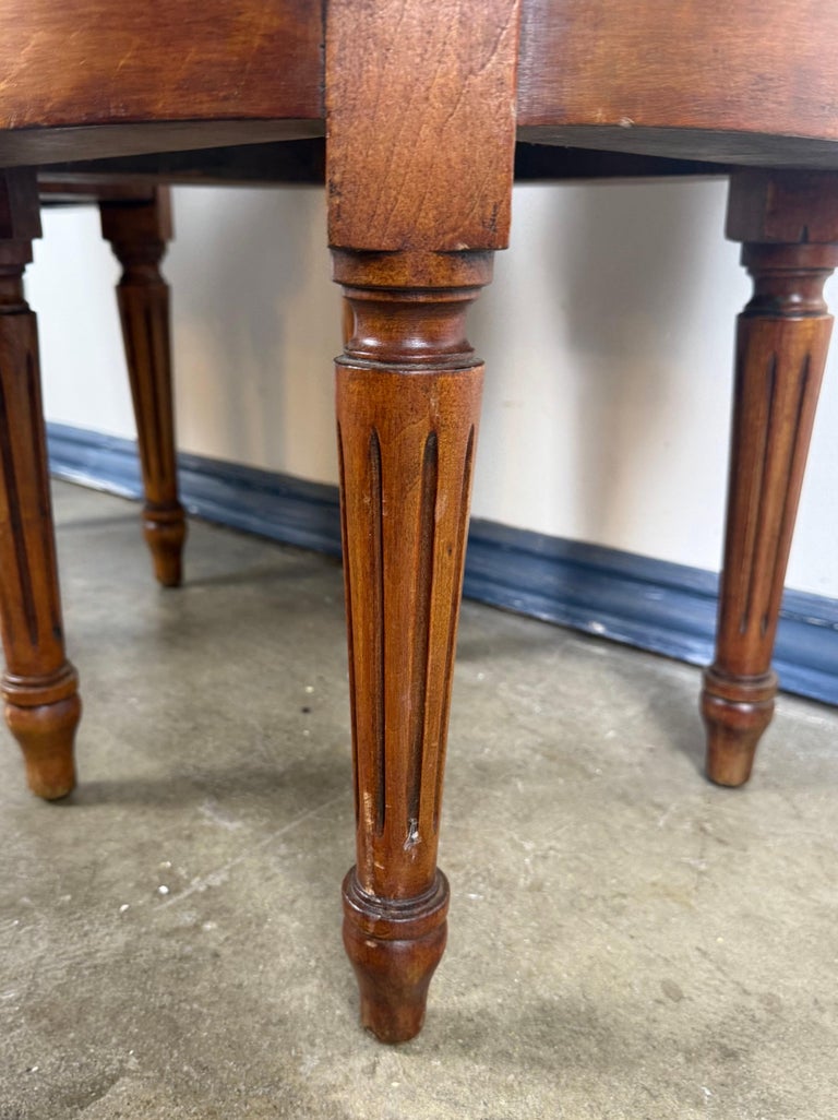 Pair of Louis XVI–Style Swivel Stools in Patinated Leather, Mid-20th Century