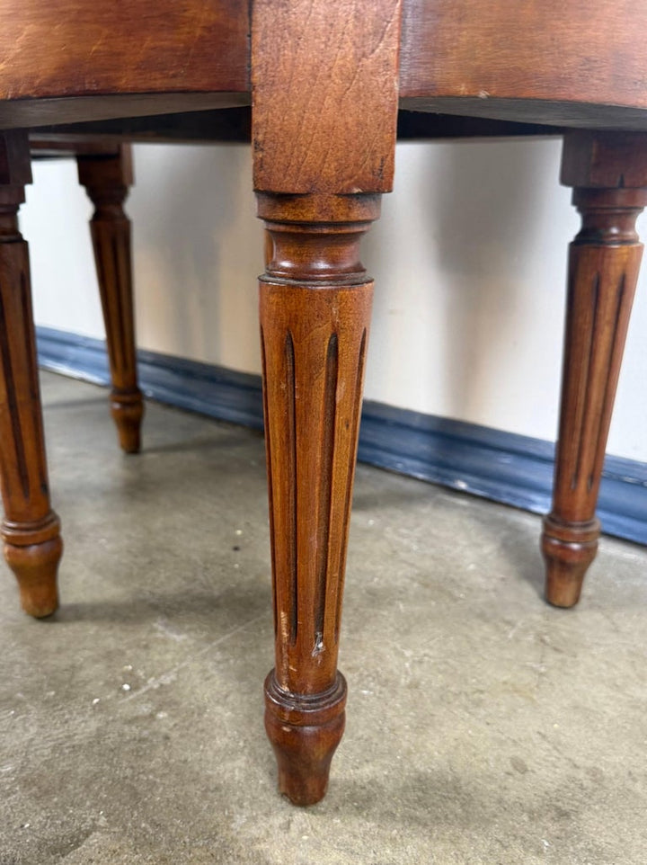 Pair of Louis XVI–Style Swivel Stools in Patinated Leather, Mid-20th Century