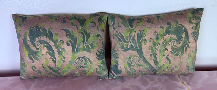 Pair of Fortuny Textile Pillows with Velvet Backs