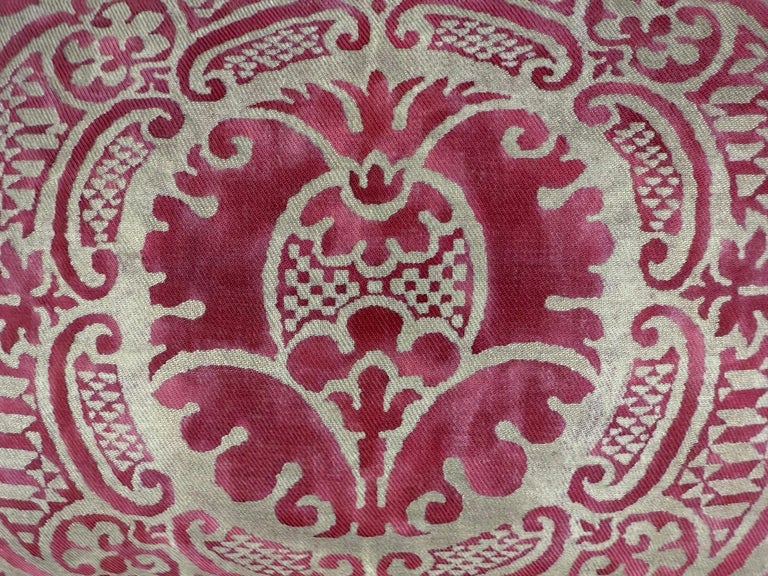 Pair of Exceptional Fortuny Textile Pillows from 1940s Italian Villa Draperies