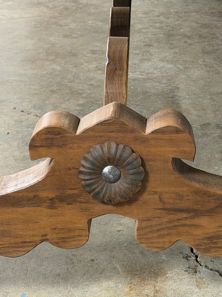 .Monumental Spanish Baroque Walnut Trestle Dining Table by Miamar Home