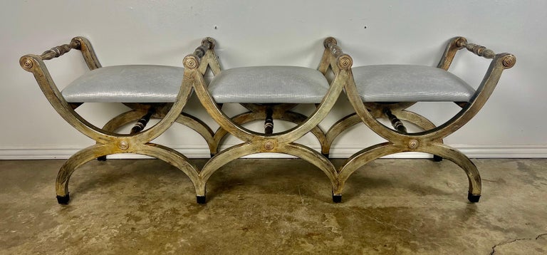 Silvered 3-part Borghese Bench  C. 1930's