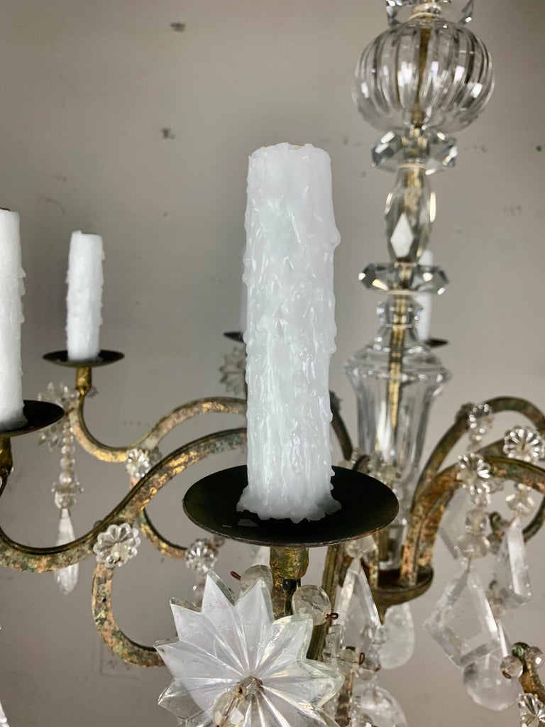 Eight Light Rock Crystal Chandelier C. 1930's