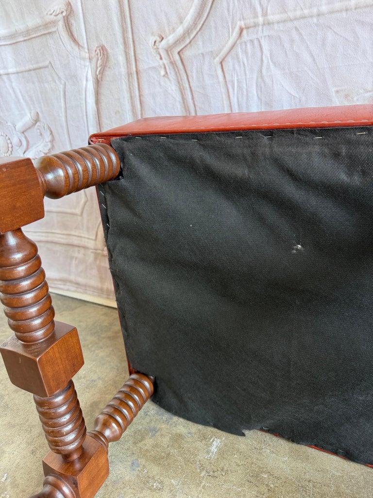Spanish Colonial Revival Leather Benches with Antique Brass Trim, 1960