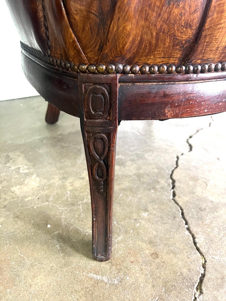 Pair of 19th Century English Leather Tufted Armchairs