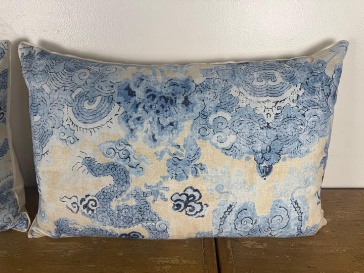 Pair of Dragon Printed linen Pillows