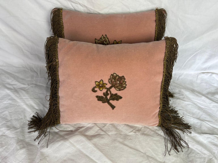 Pair of Velvet Appliqued Pillows by MLA