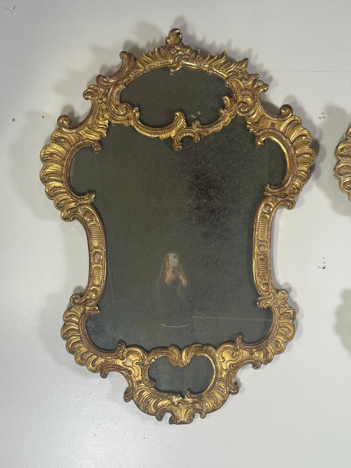 Pair of Italian Rococo Revival Giltwood Mirrors, Circa 1850–1870