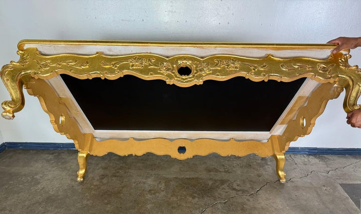 Giltwood Rococo Coffee Table with Antiqued Mirrored Top