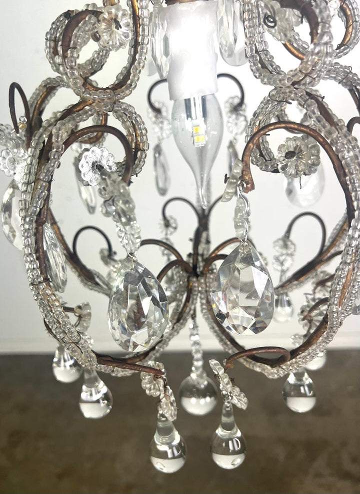 French Crystal Beaded Chandelier C. 1930's