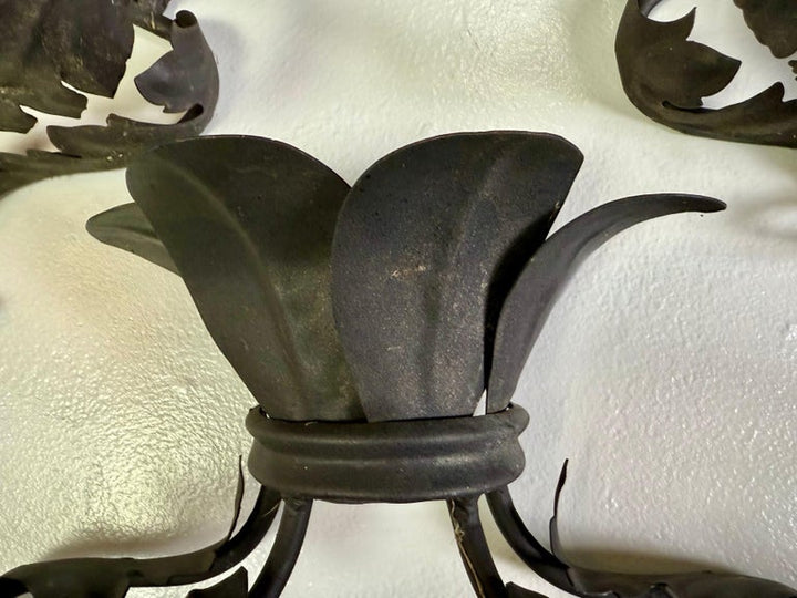 Set of Five Hand-Forged Spanish Wrought Iron Wall Lanterns