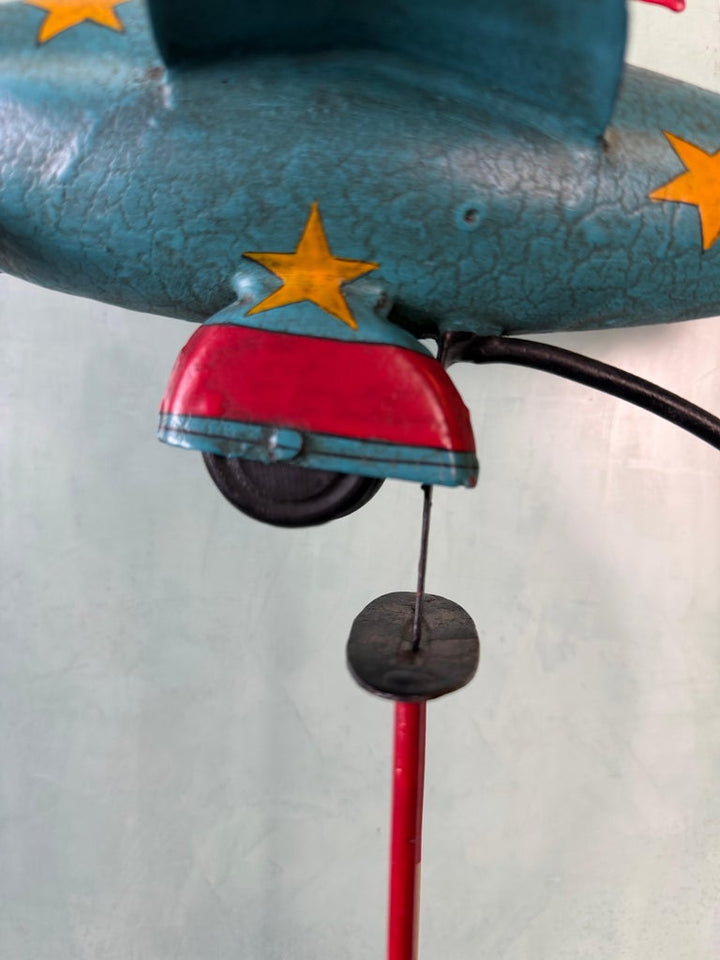 Vintage Folk Art Airplane Pilot Balancing Kinetic Sculpture