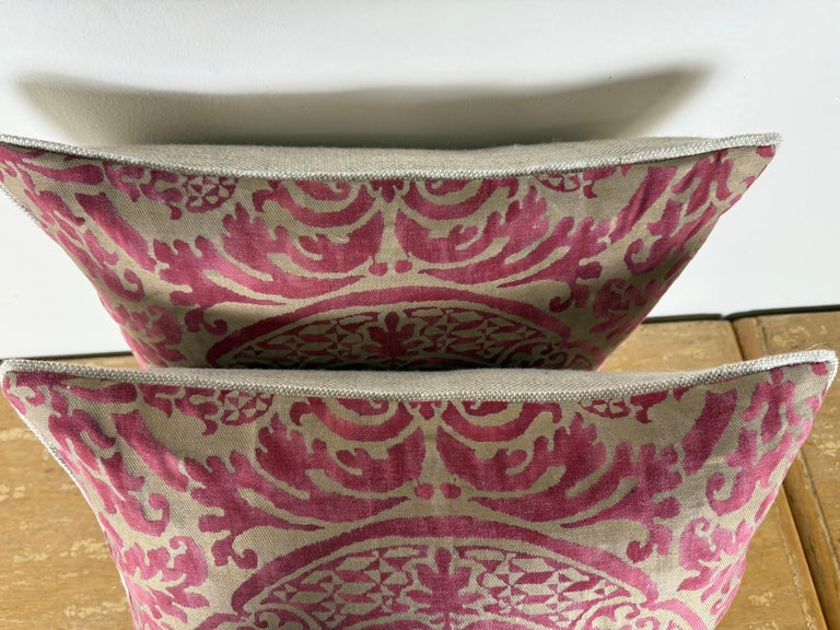 Pair of Exceptional Fortuny Textile Pillows from 1940s Italian Villa Draperies