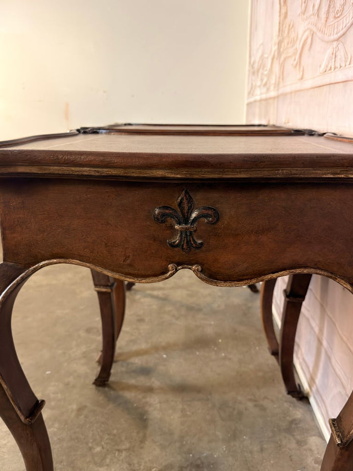 Pair of French Louis XV Faux-Leather Painted Side Tables