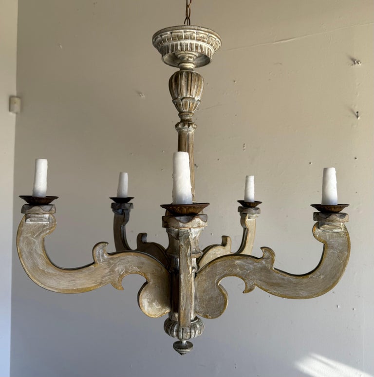 Italian Six-Light Painted and Giltwood Chandelier