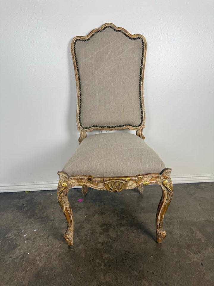 Set of Eight 18th-Century Style French Louis XV Carved & Giltwood Dining Chairs