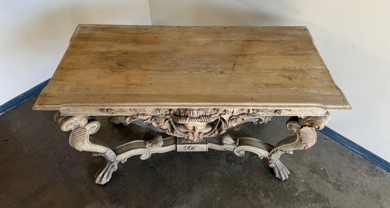 Italian Baroque Revival Carved Wood Console Table
