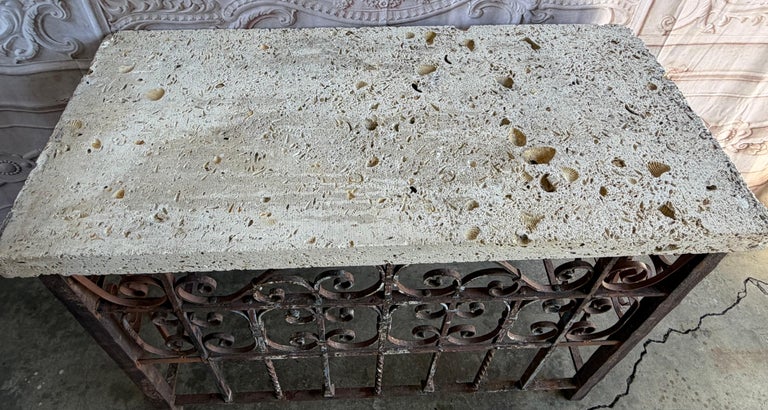 Spanish Revival Console Table - Fossilized Stone Top
