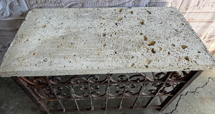 Spanish Revival Console Table - Fossilized Stone Top